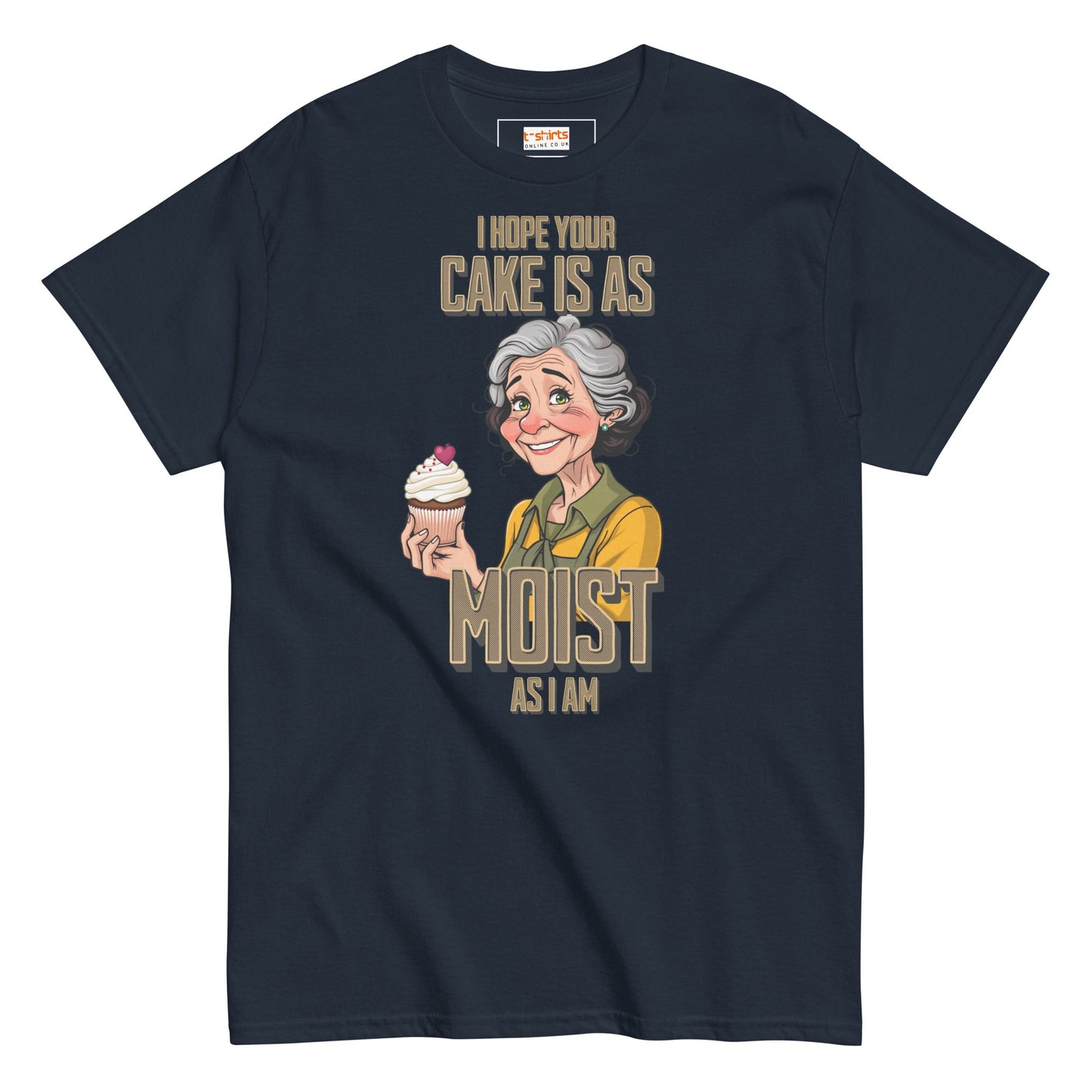 Moist Cake T-Shirt | 18+ Graphic Bold Tee - Navy - T-Shirts Online