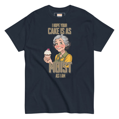 Moist Cake T-Shirt | 18+ Graphic Bold Tee - Navy - T-Shirts Online