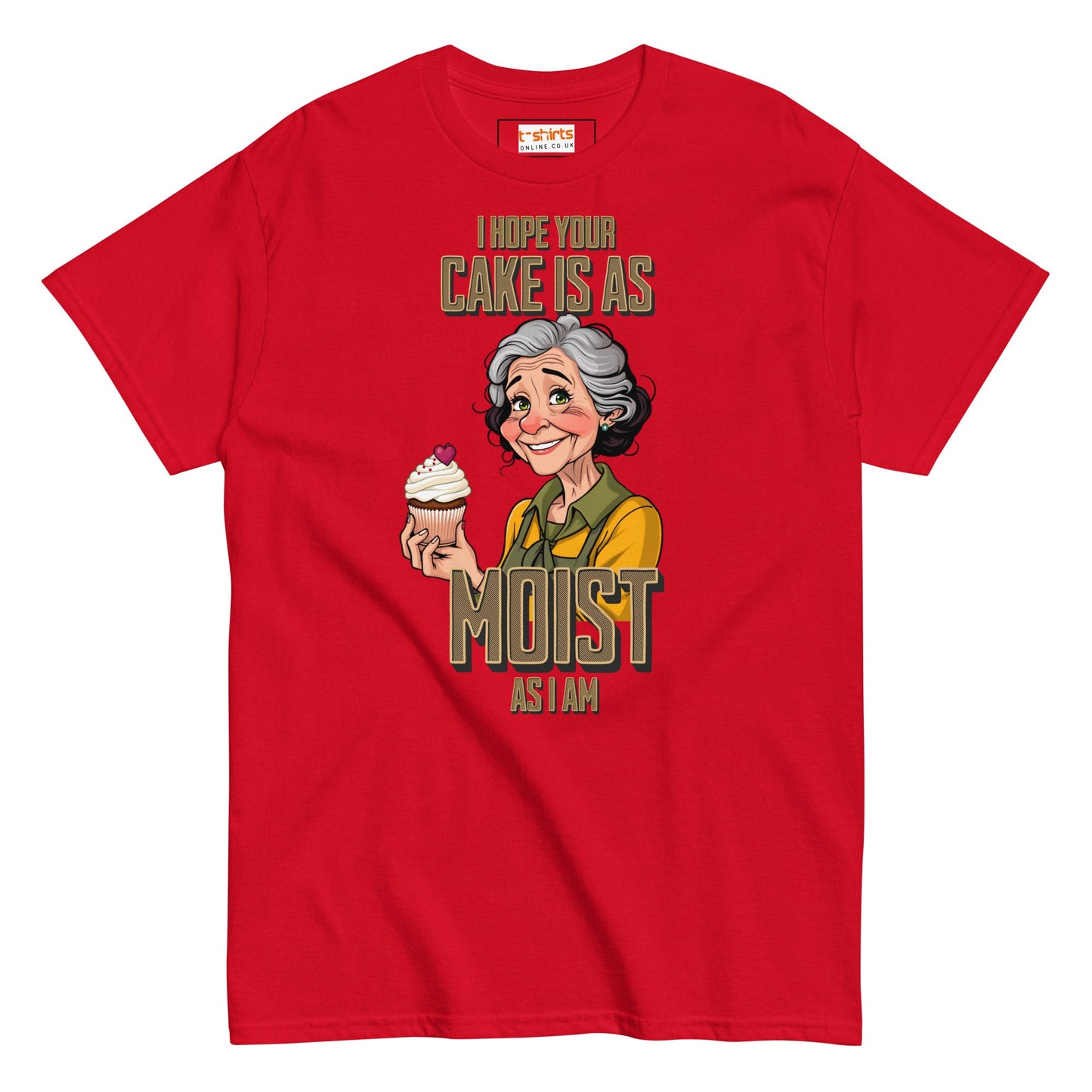 Moist Cake T-Shirt | 18+ Graphic Bold Tee - Red - T-Shirts Online