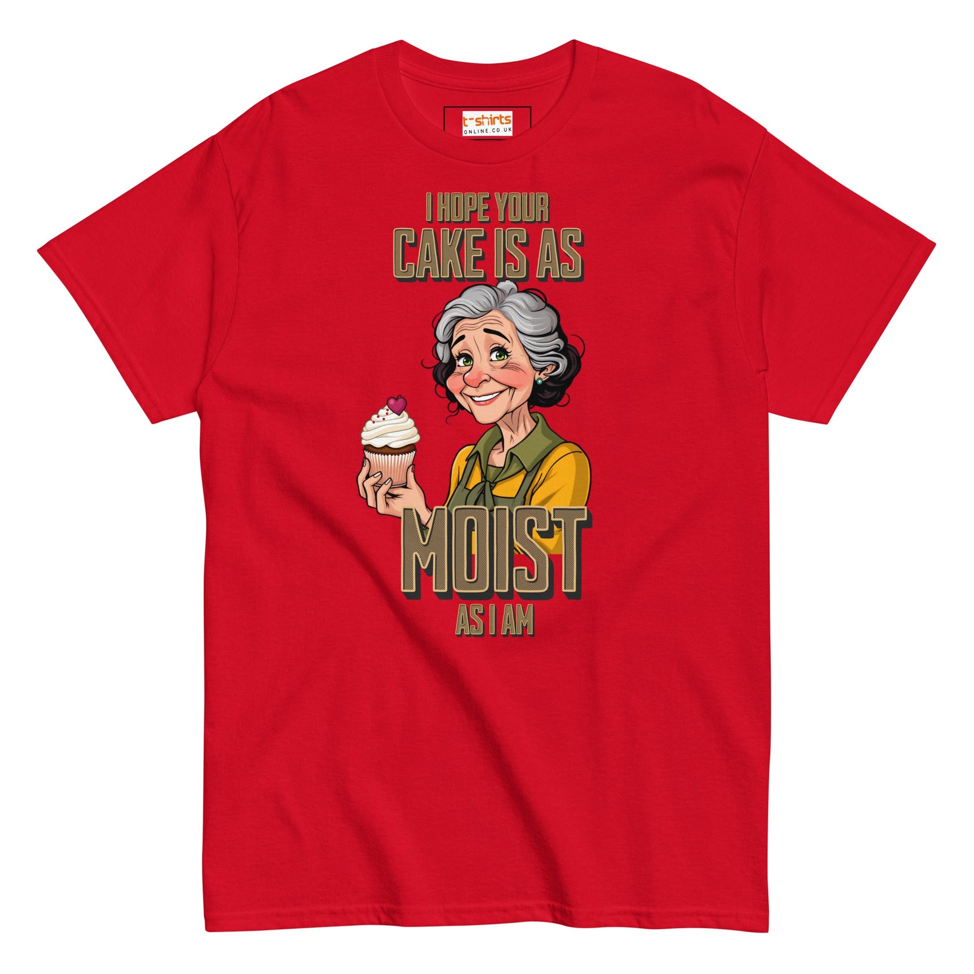 Moist Cake T-Shirt | 18+ Graphic Bold Tee - Red - T-Shirts Online