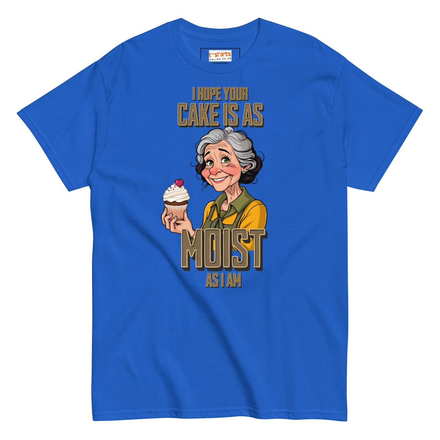 Moist Cake T-Shirt | 18+ Graphic Bold Tee - Royal - T-Shirts Online
