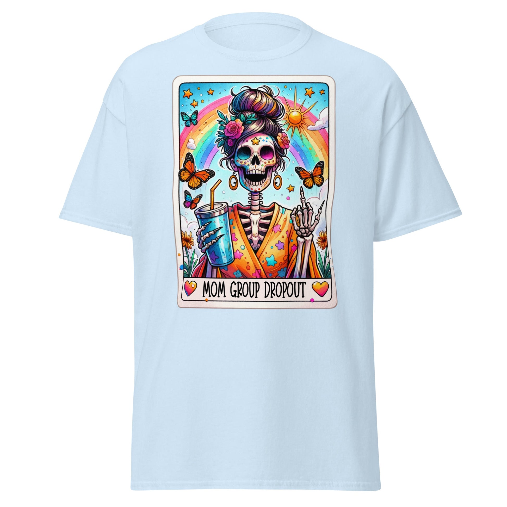 'Mom Dropout Group' Tarot | Tarot Card T-Shirt - Light Blue - T-Shirts Online