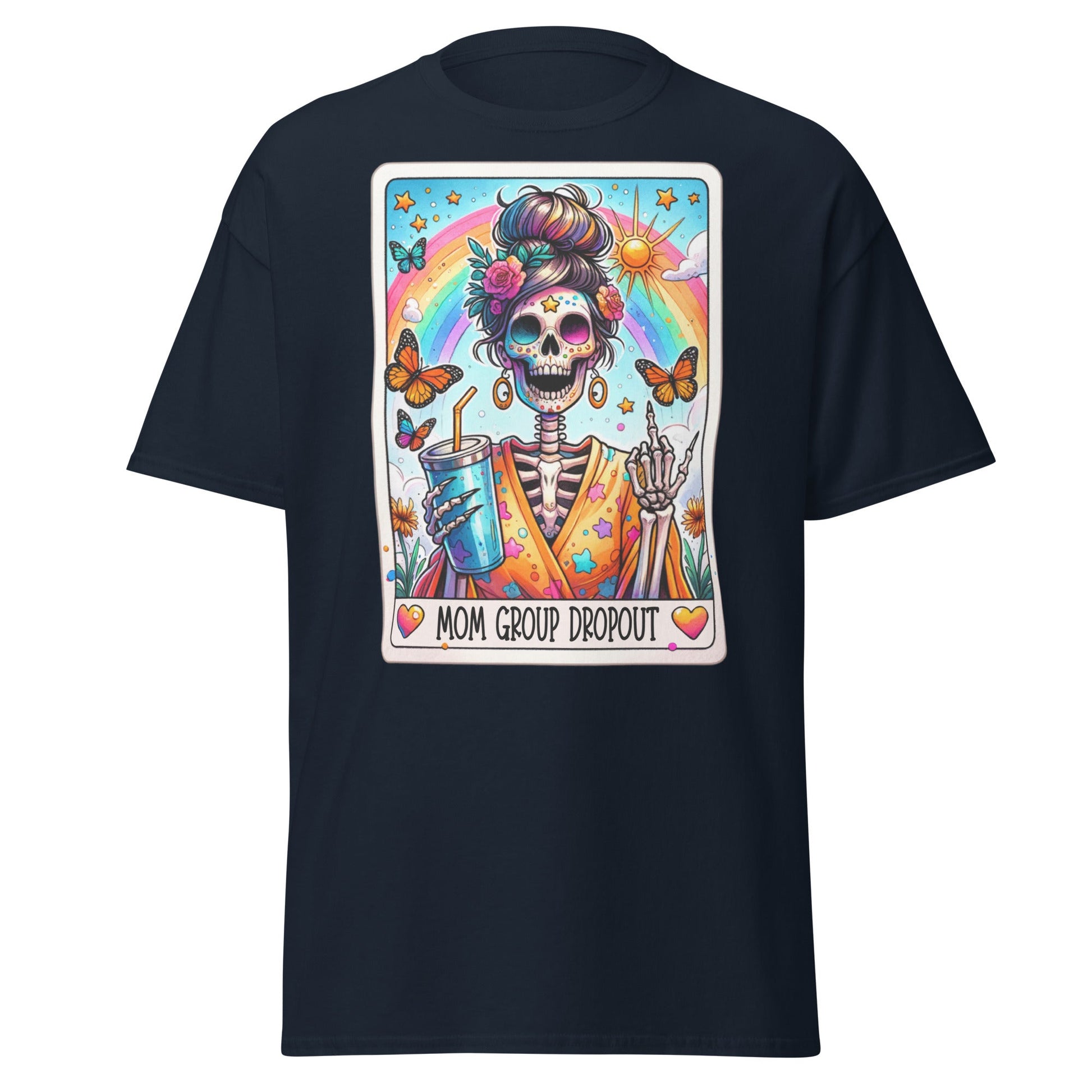 'Mom Dropout Group' Tarot | Tarot Card T-Shirt - Navy - T-Shirts Online