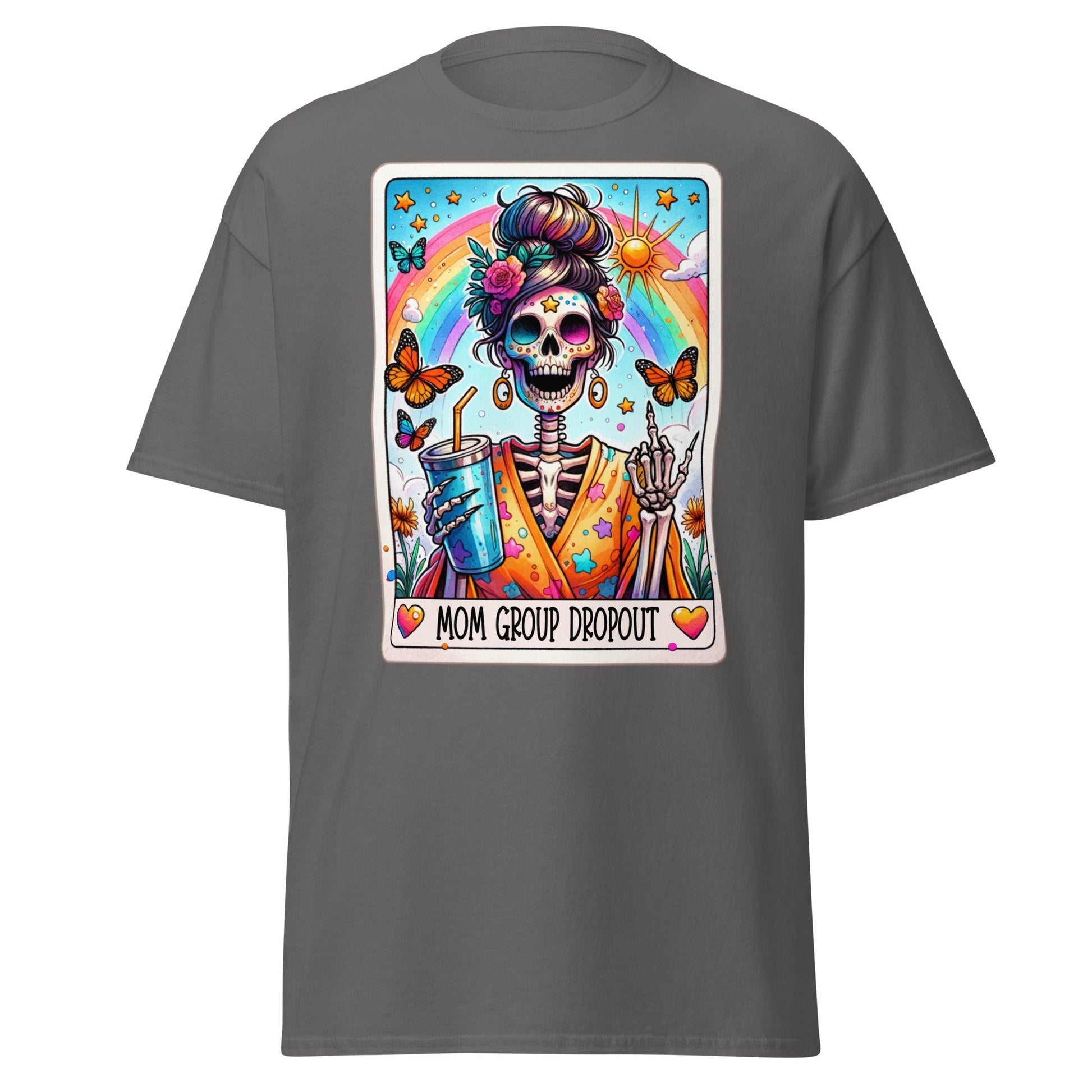 'Mom Dropout Group' Tarot | Tarot Card T-Shirt - Charcoal - T-Shirts Online