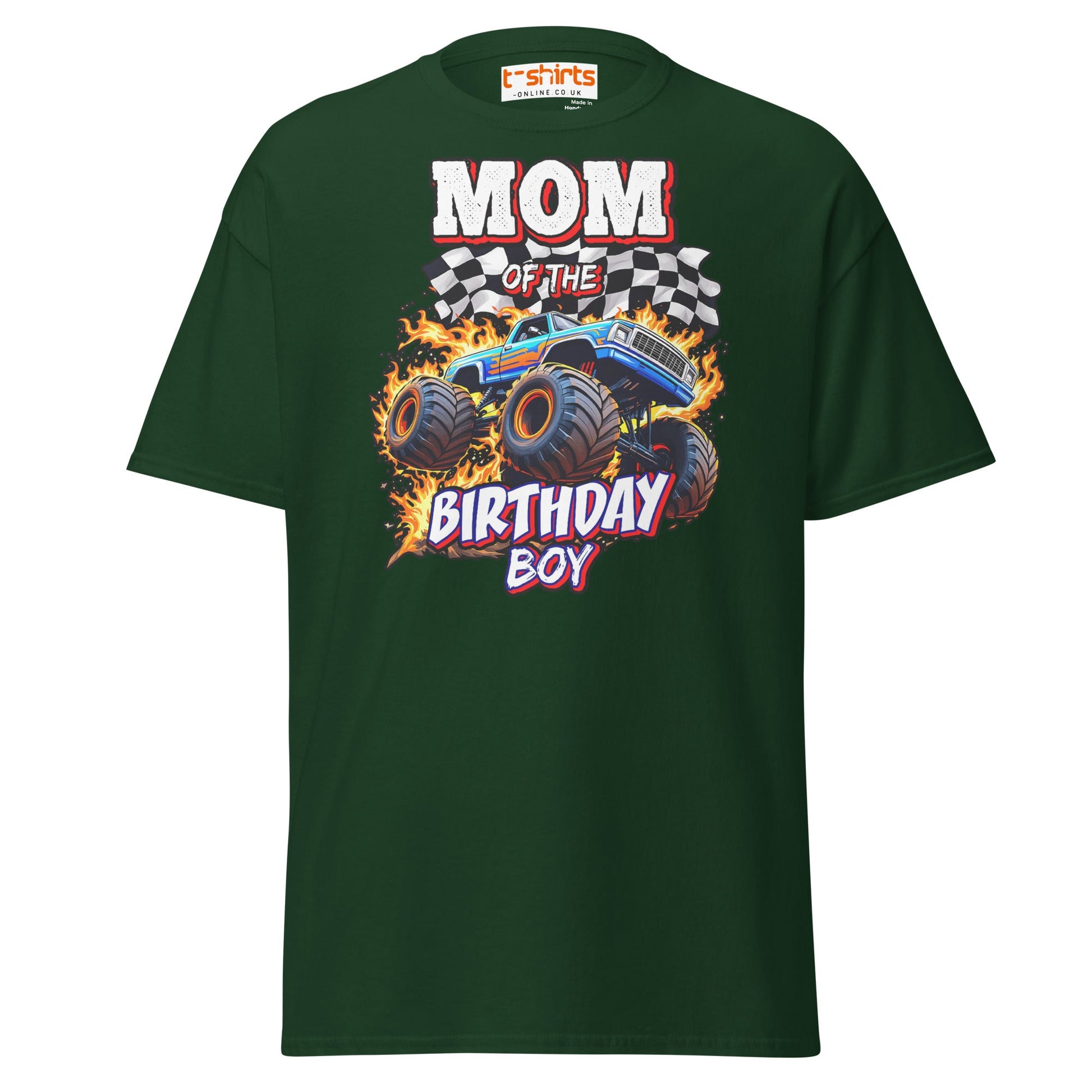 Mom of the Birthday Boy T-Shirt | Monster Truck Design - Forest Green - T-Shirts Online