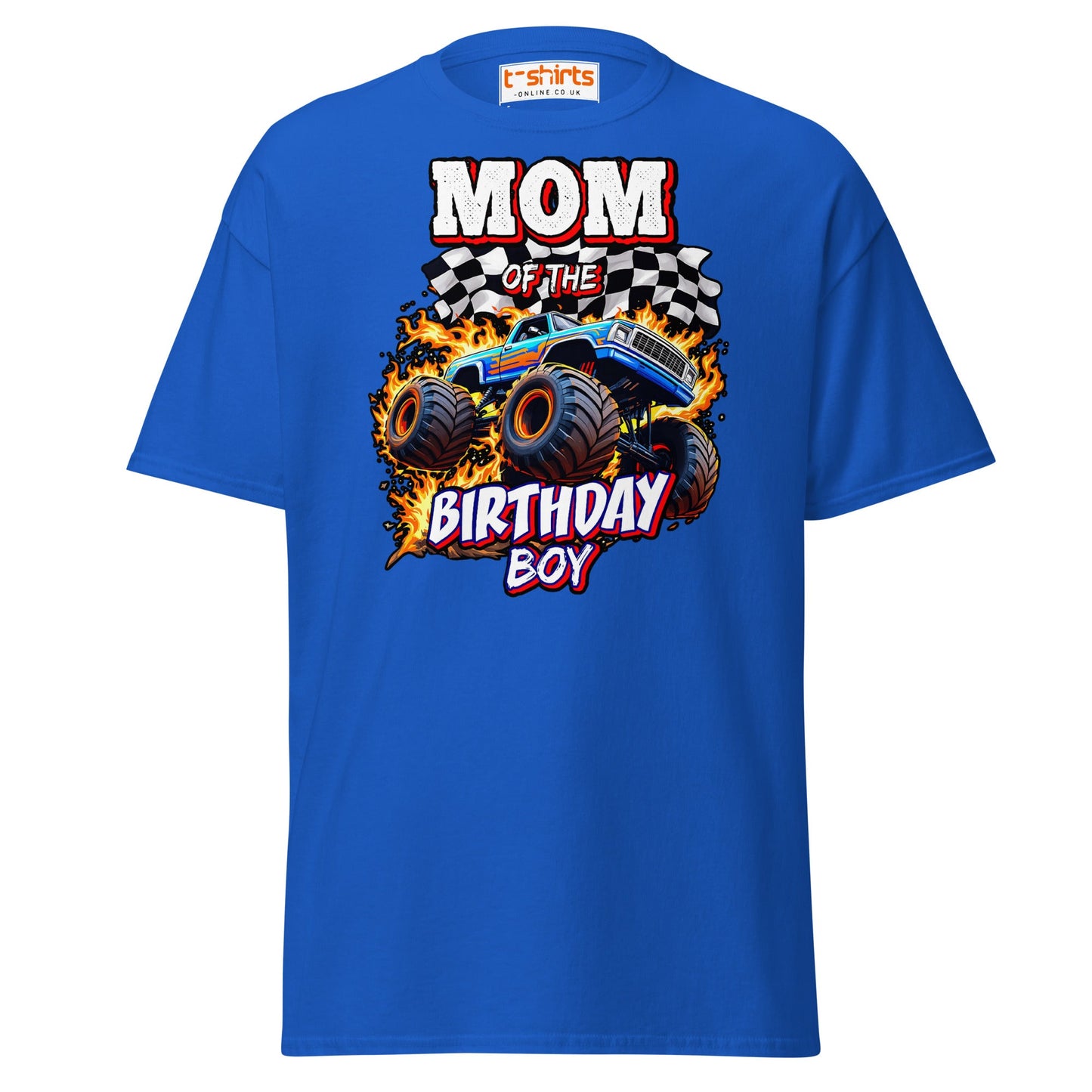 Mom of the Birthday Boy T-Shirt | Monster Truck Design - Royal - T-Shirts Online