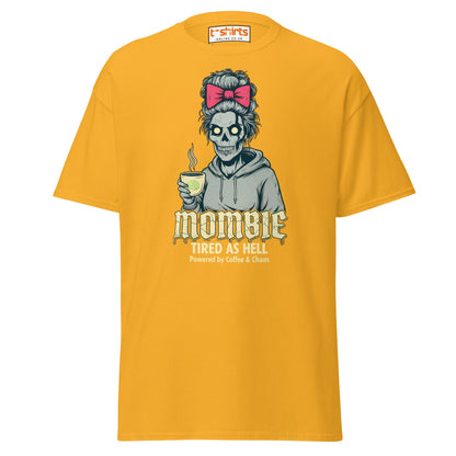 Mombie T-Shirt – Funny Coffee & Chaos Mom Tee - Gold - T-Shirts Online
