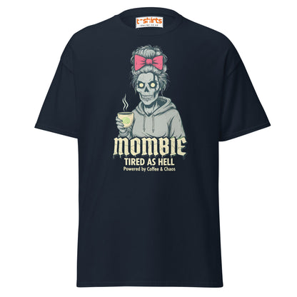 Mombie T-Shirt – Funny Coffee & Chaos Mom Tee - Navy - T-Shirts Online