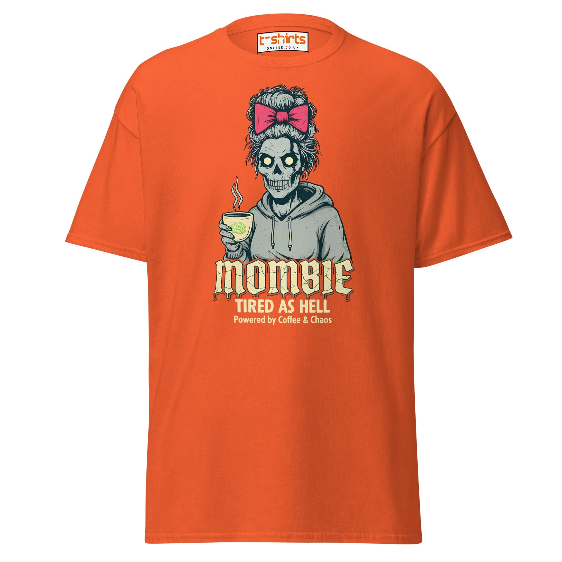 Mombie T-Shirt – Funny Coffee & Chaos Mom Tee - Orange - T-Shirts Online