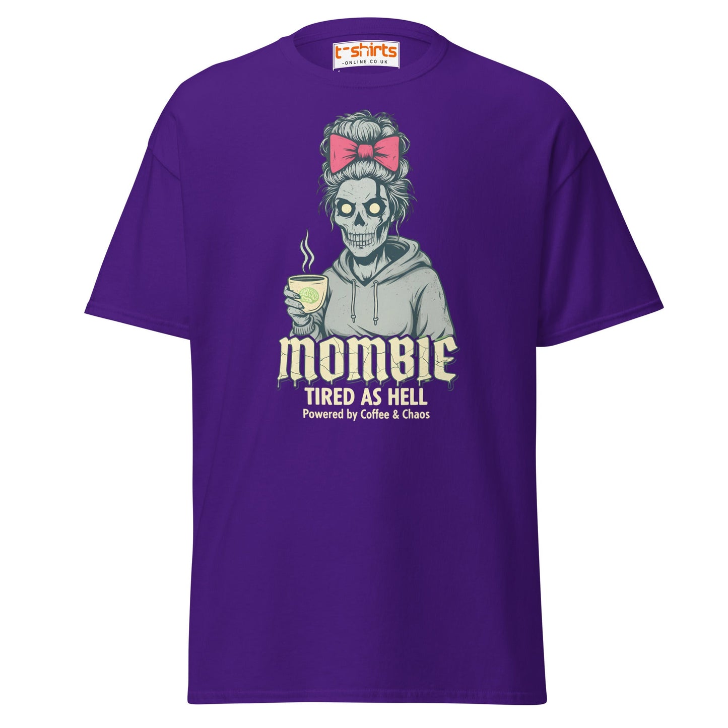 Mombie T-Shirt – Funny Coffee & Chaos Mom Tee - Purple - T-Shirts Online