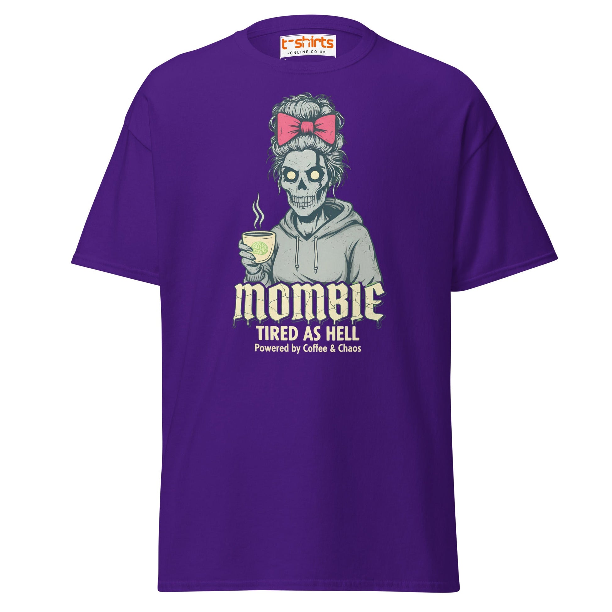 Mombie T-Shirt – Funny Coffee & Chaos Mom Tee - Purple - T-Shirts Online
