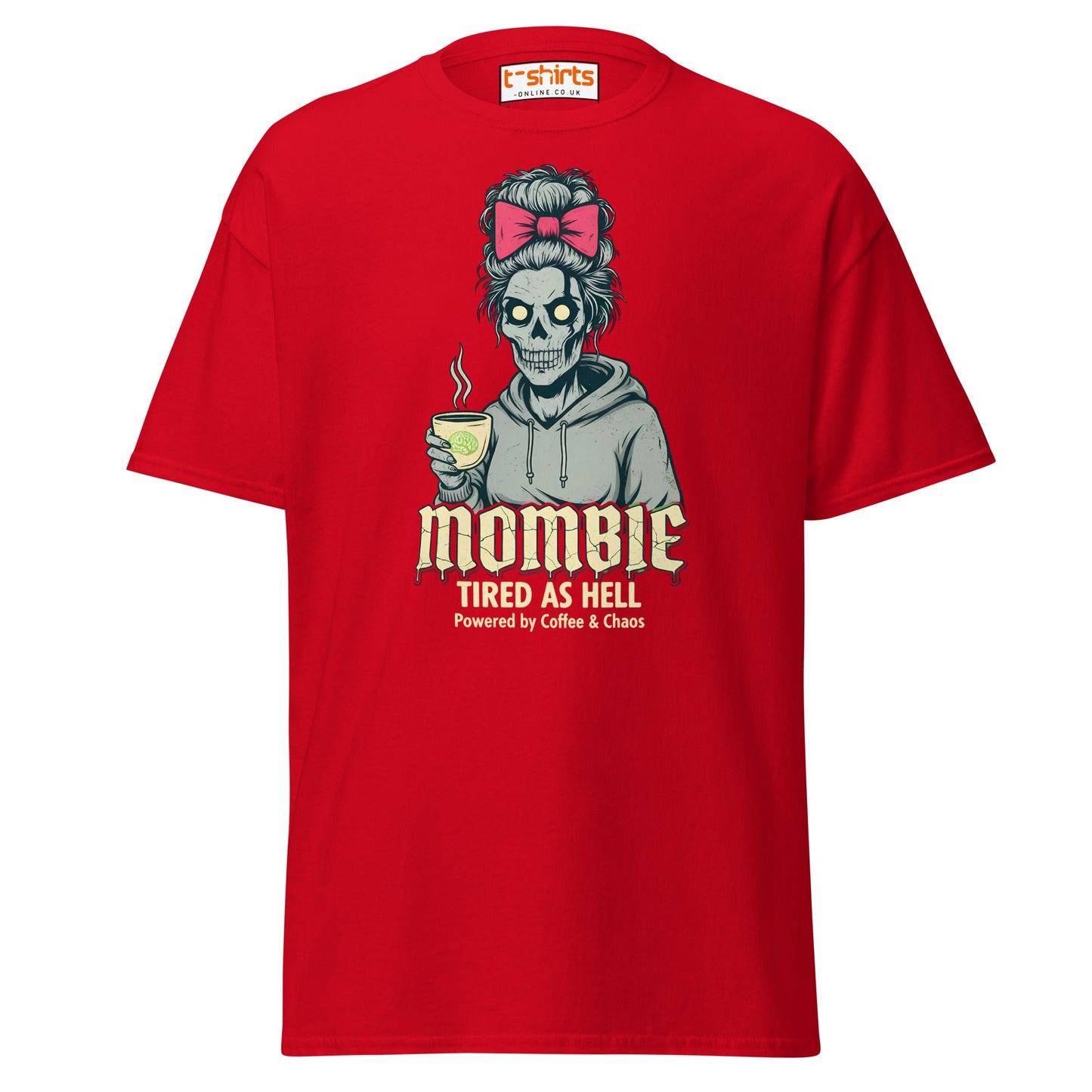 Mombie T-Shirt – Funny Coffee & Chaos Mom Tee - Red - T-Shirts Online