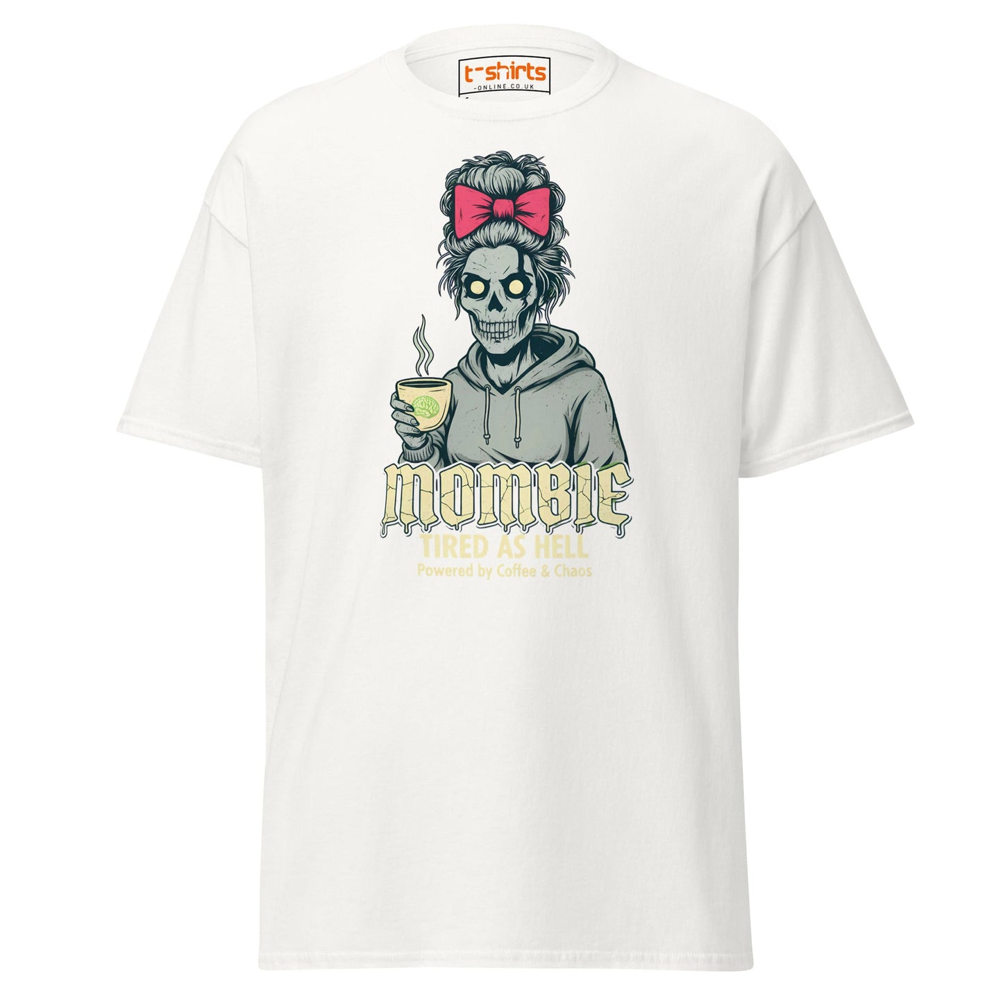 Mombie T-Shirt – Funny Coffee & Chaos Mom Tee - White - T-Shirts Online