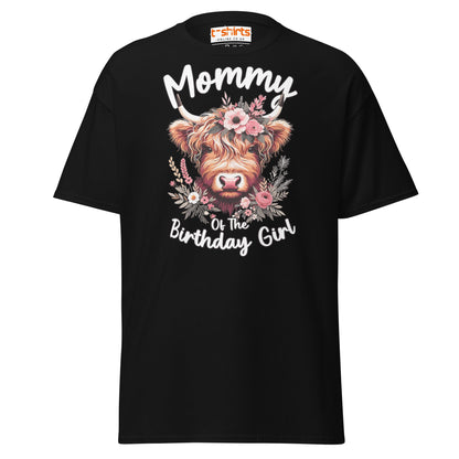 Mommy of the Birthday Girl T-Shirt | Cute Cow Design - Black - T-Shirts Online
