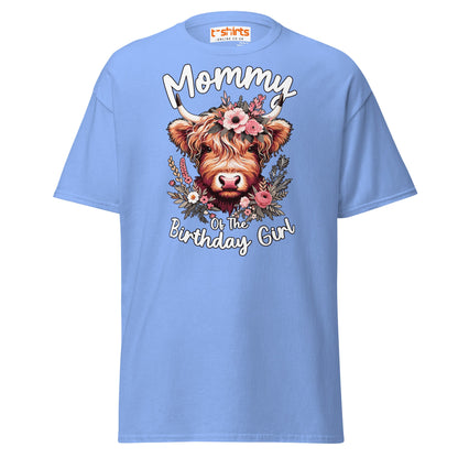Mommy of the Birthday Girl T-Shirt | Cute Cow Design - Carolina Blue - T-Shirts Online