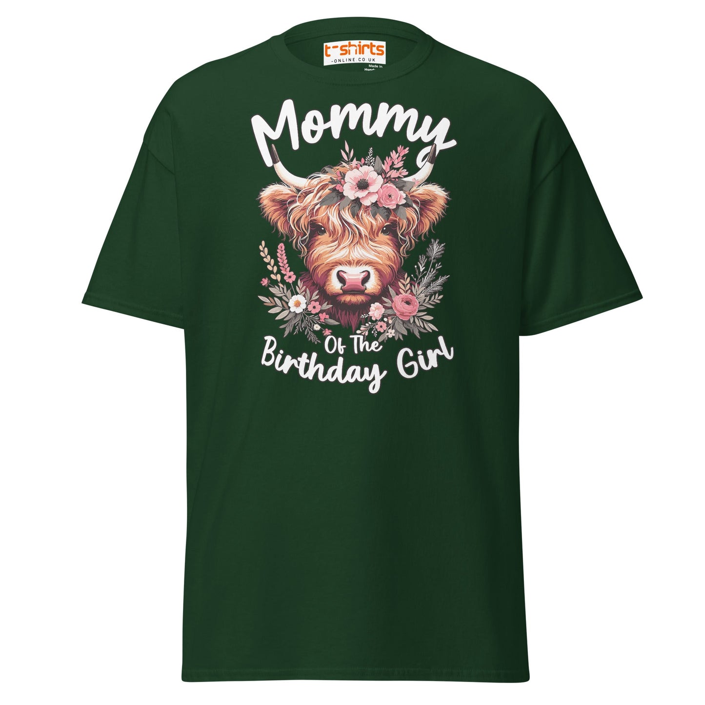 Mommy of the Birthday Girl T-Shirt | Cute Cow Design - Forest Green - T-Shirts Online