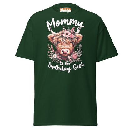 Mommy of the Birthday Girl T-Shirt | Cute Cow Design - Forest Green - T-Shirts Online