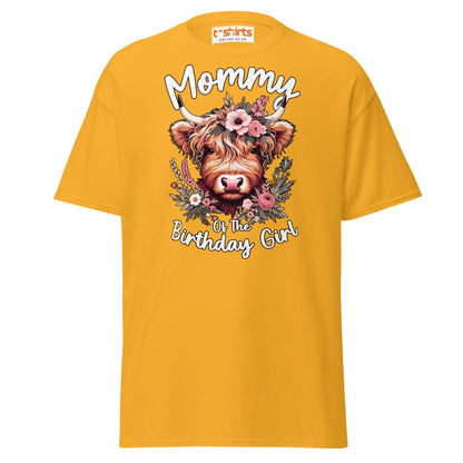Mommy of the Birthday Girl T-Shirt | Cute Cow Design - Gold - T-Shirts Online