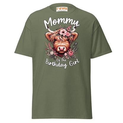 Mommy of the Birthday Girl T-Shirt | Cute Cow Design - Military Green - T-Shirts Online