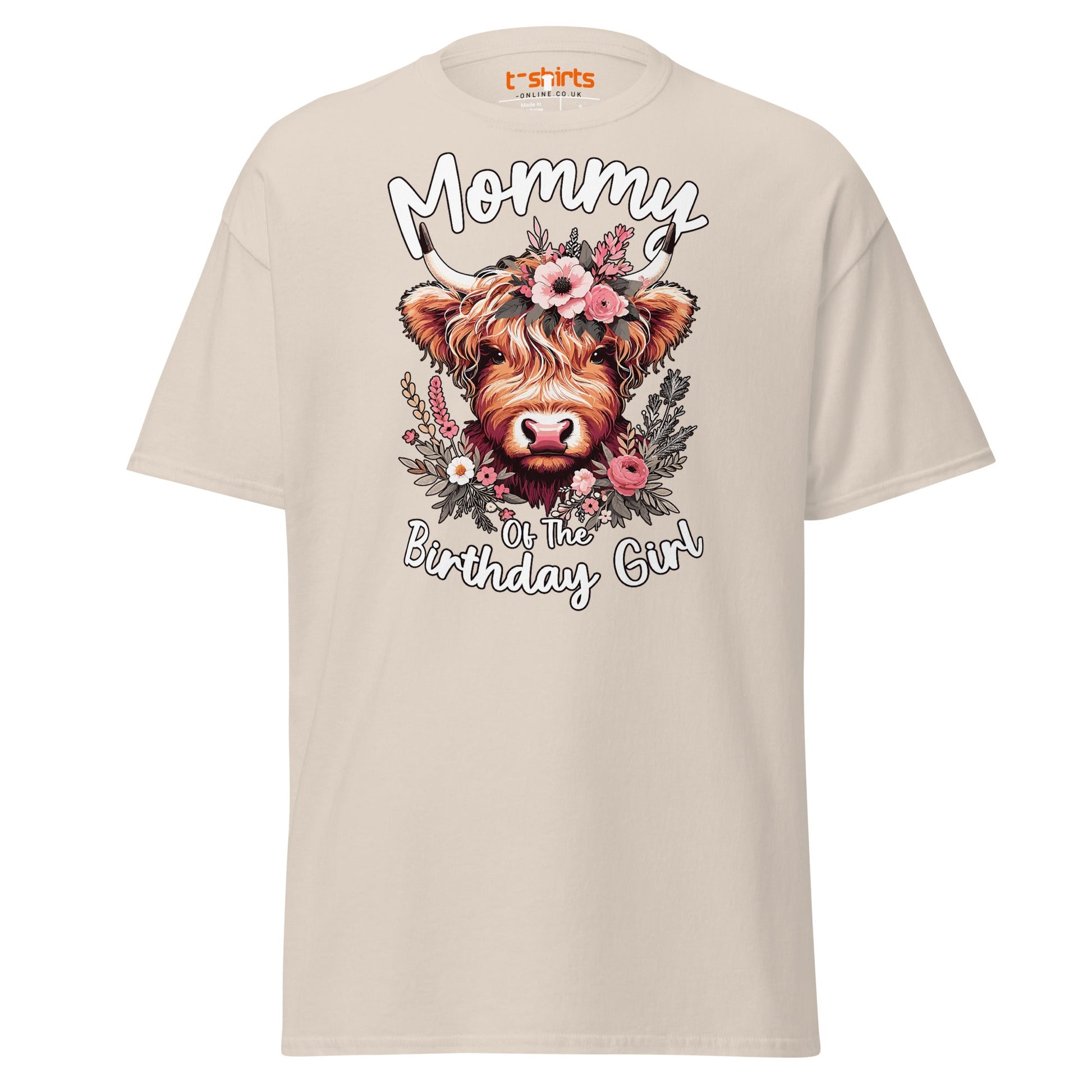 Mommy of the Birthday Girl T-Shirt | Cute Cow Design - Natural - T-Shirts Online