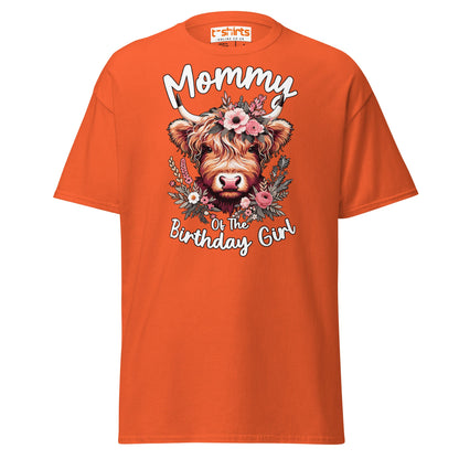 Mommy of the Birthday Girl T-Shirt | Cute Cow Design - Orange - T-Shirts Online