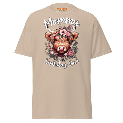 Mommy of the Birthday Girl T-Shirt | Cute Cow Design - Sand - T-Shirts Online