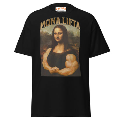 Mona Lifta T-Shirt | Funny Gym Parody Art Tee - Black - T-Shirts Online