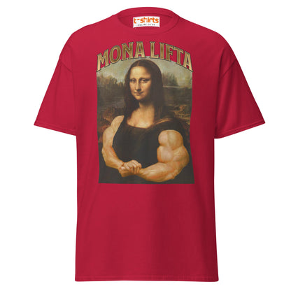 Mona Lifta T-Shirt | Funny Gym Parody Art Tee - Cardinal - T-Shirts Online