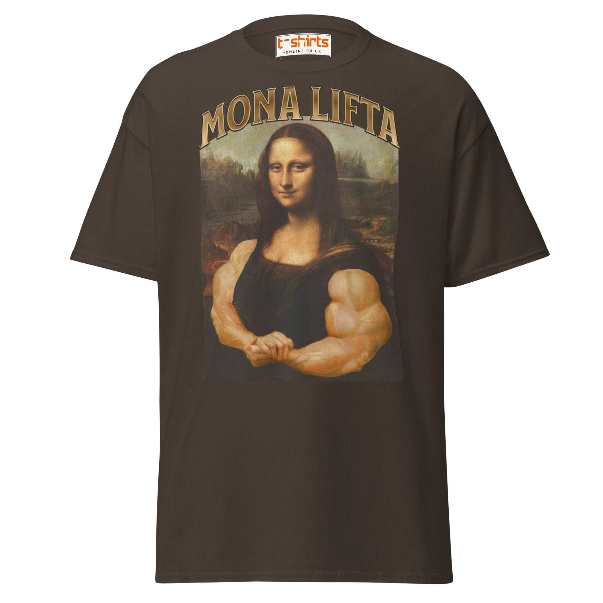 Mona Lifta T-Shirt | Funny Gym Parody Art Tee - Dark Chocolate - T-Shirts Online