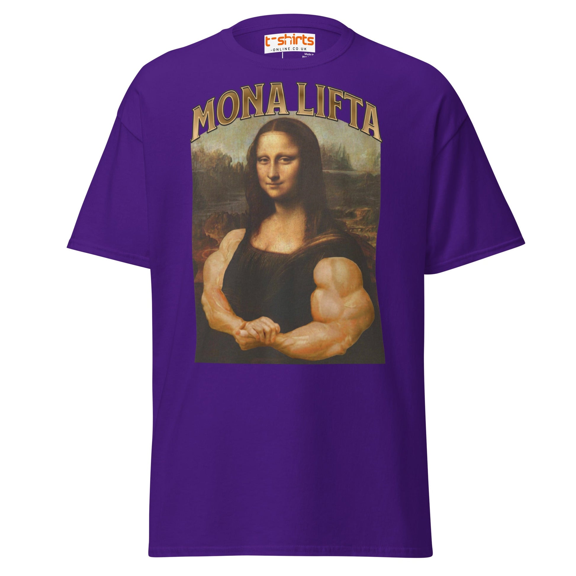 Mona Lifta T-Shirt | Funny Gym Parody Art Tee - Purple - T-Shirts Online