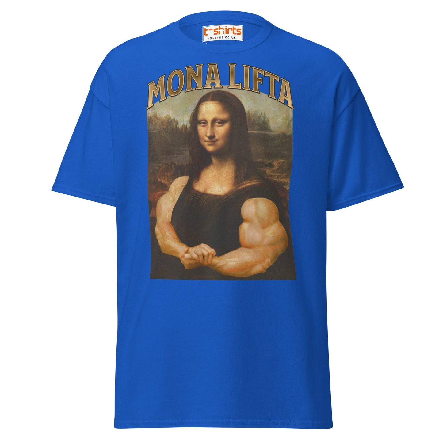Mona Lifta T-Shirt | Funny Gym Parody Art Tee - Royal - T-Shirts Online