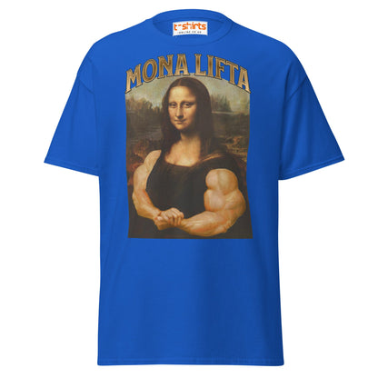 Mona Lifta T-Shirt | Funny Gym Parody Art Tee - Royal - T-Shirts Online