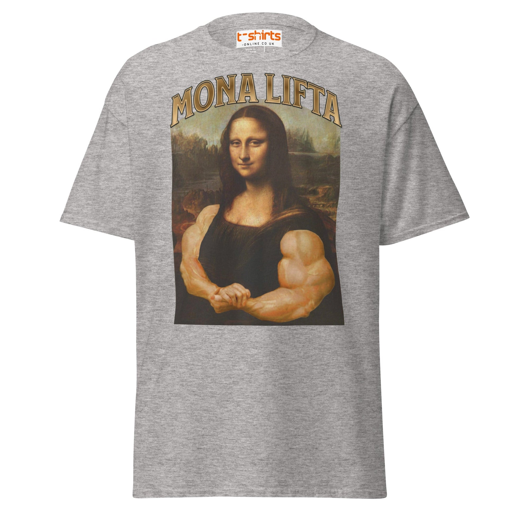 Mona Lifta T-Shirt | Funny Gym Parody Art Tee - Sport Grey - T-Shirts Online
