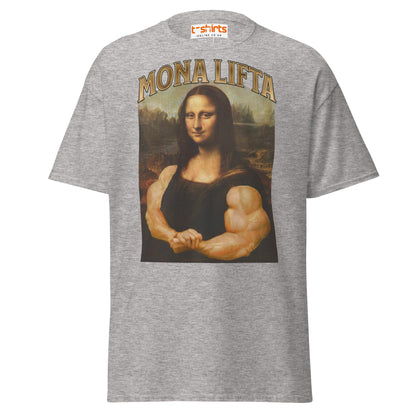 Mona Lifta T-Shirt | Funny Gym Parody Art Tee - Sport Grey - T-Shirts Online