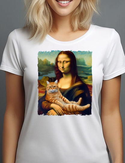 Mona Lisa Cat | Cat T-Shirt - Black - T-Shirts Online
