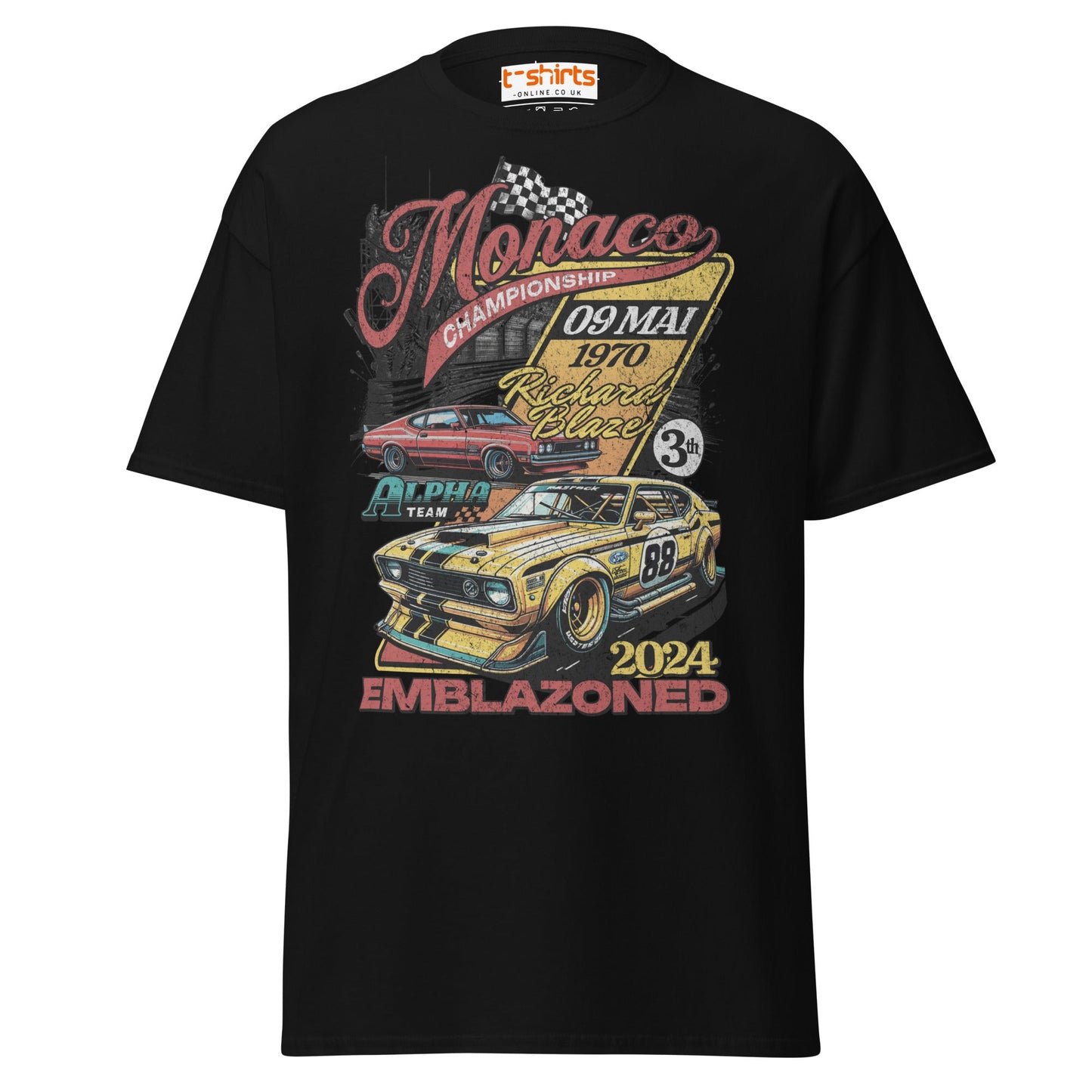 Monaco Championship T-Shirt | Retro Racing Car Tee - Black - T-Shirts Online