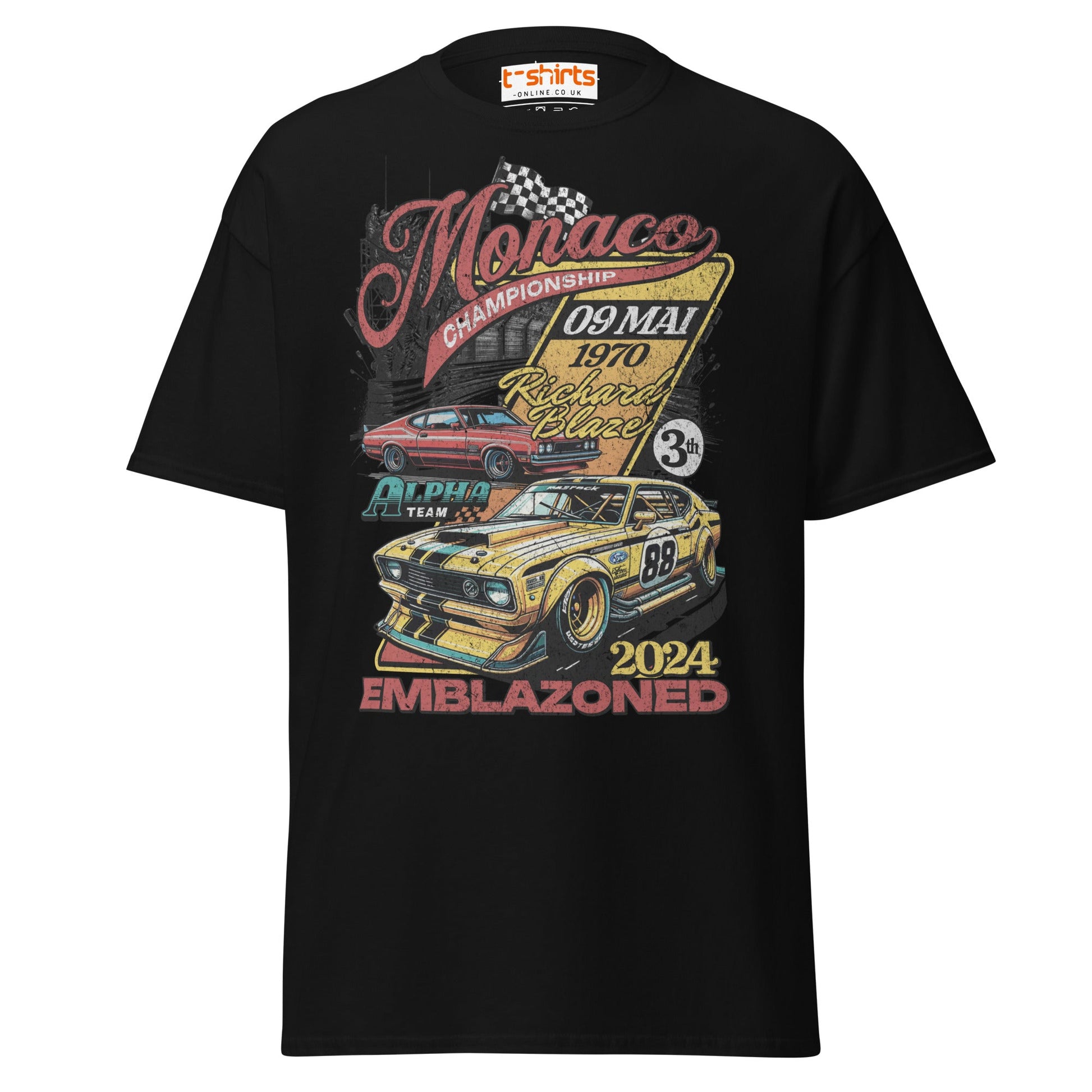 Monaco Championship T-Shirt | Retro Racing Car Tee - Black - T-Shirts Online