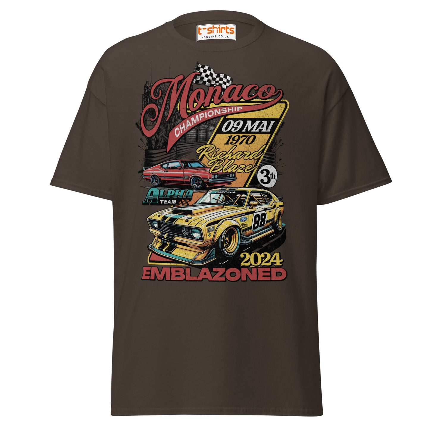 Monaco Championship T-Shirt | Retro Racing Car Tee - Dark Chocolate - T-Shirts Online