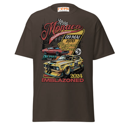 Monaco Championship T-Shirt | Retro Racing Car Tee - Dark Chocolate - T-Shirts Online