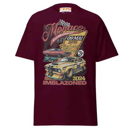 Monaco Championship T-Shirt | Retro Racing Car Tee - Maroon - T-Shirts Online