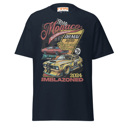 Monaco Championship T-Shirt | Retro Racing Car Tee - Navy - T-Shirts Online