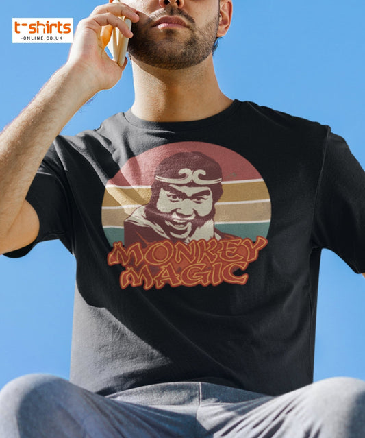 Monkey Magic Retro T-Shirt – Vintage TV Show Tee - Black - T-Shirts Online