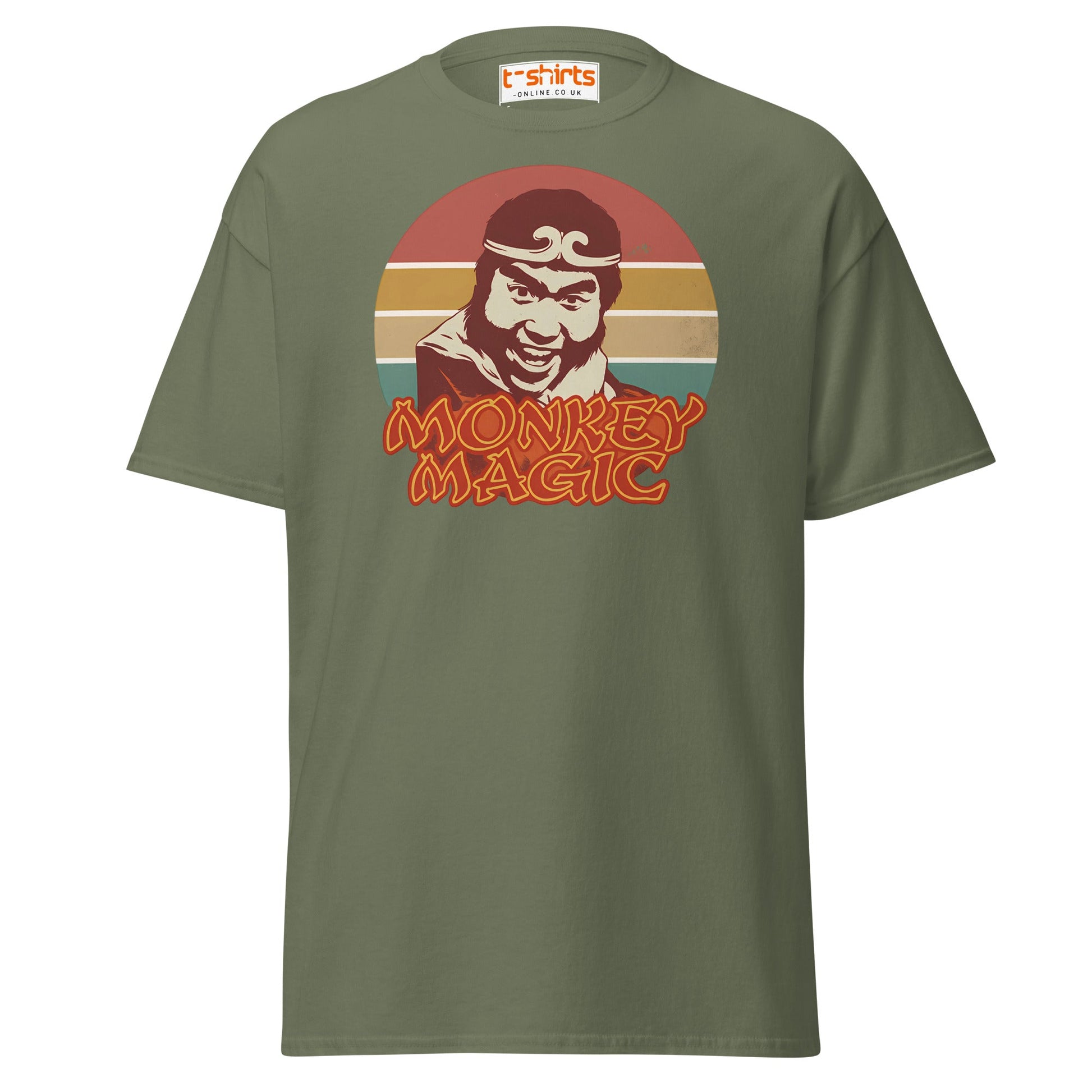 Monkey Magic Retro T-Shirt – Vintage TV Show Tee - Military Green - T-Shirts Online