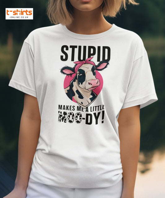 Moody Cow T-Shirt | Funny Farm Animal Humor Tee - Cardinal - T-Shirts Online