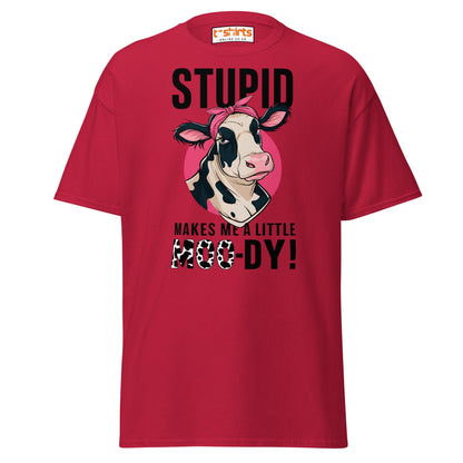Moody Cow T-Shirt | Funny Farm Animal Humor Tee - Cardinal - T-Shirts Online