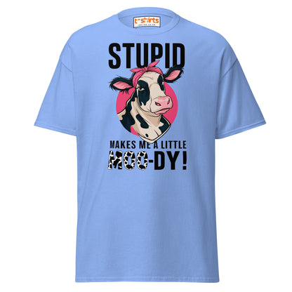 Moody Cow T-Shirt | Funny Farm Animal Humor Tee - Carolina Blue - T-Shirts Online