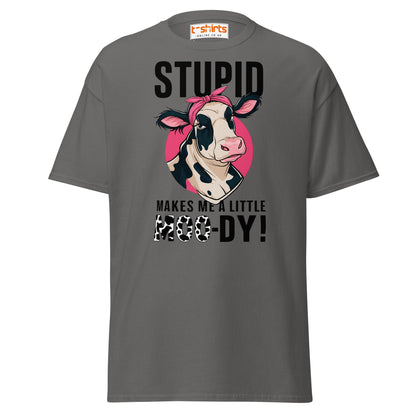 Moody Cow T-Shirt | Funny Farm Animal Humor Tee - Charcoal - T-Shirts Online