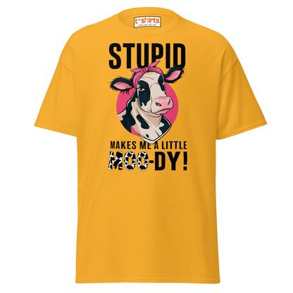 Moody Cow T-Shirt | Funny Farm Animal Humor Tee - Gold - T-Shirts Online
