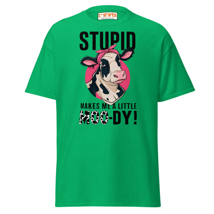 Moody Cow T-Shirt | Funny Farm Animal Humor Tee - Irish Green - T-Shirts Online