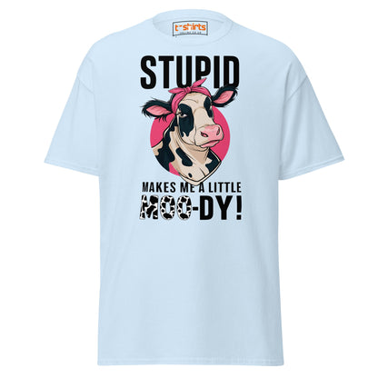Moody Cow T-Shirt | Funny Farm Animal Humor Tee - Light Blue - T-Shirts Online